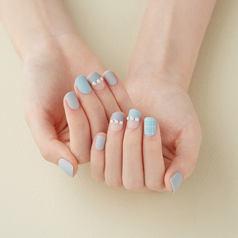 Uñas Postizas Hortensia Mint Grey Uñas Postizas Hortensia Mint Grey