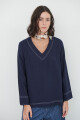 BLUSA ESCOTE V AZUL