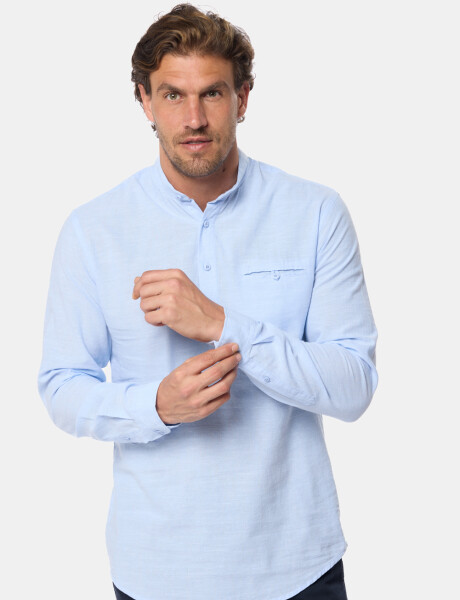 CAMISA DE LINO CUELLO MAO Azul