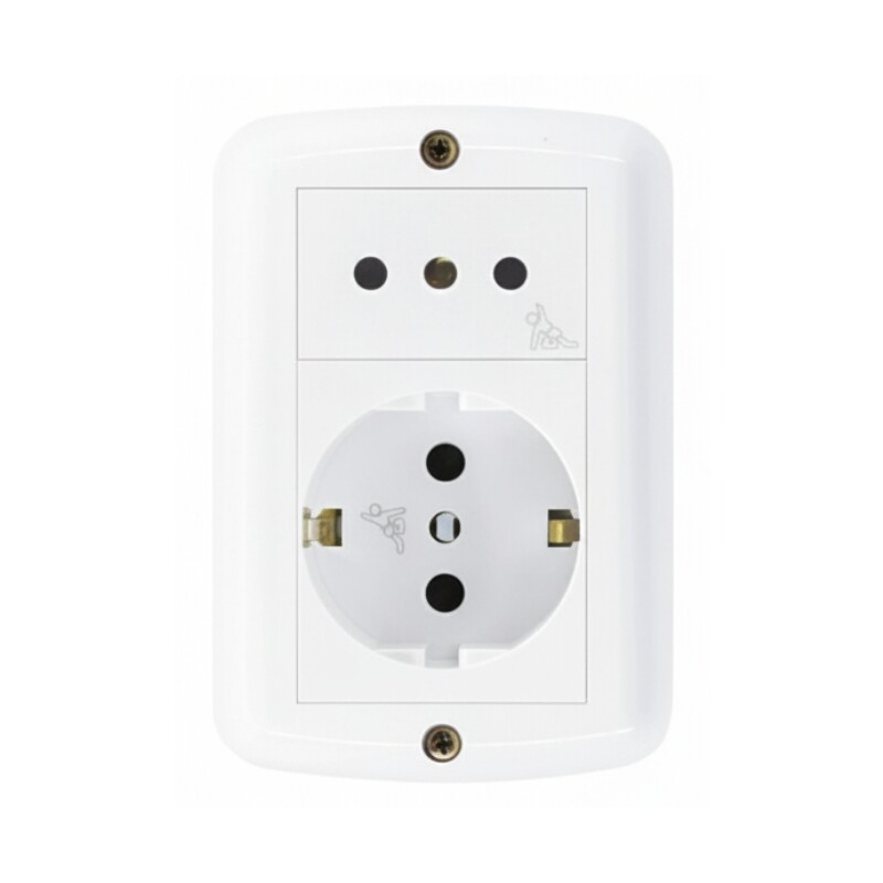CAJA EXTERIOR CON SCHUKO + TOMA 2P+T Caja Exterior con Schuko con Seguro + Toma 2P+T con Seguro