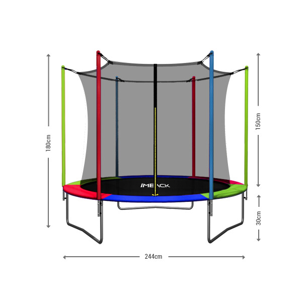 Cama Elástica de 2,44 M Trampolín Saltarín Multicolor (Azul, Rojo y Verde) Cama Elástica de 2,44 M Trampolín Saltarín Multicolor (Azul, Rojo y Verde)