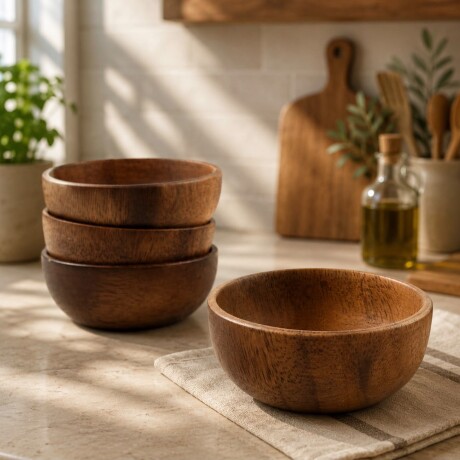 Bowl de Madera de Acacia Natural ( Ø8cm x Alto 3cm) Bowl de Madera de Acacia Natural ( Ø8cm x Alto 3cm)
