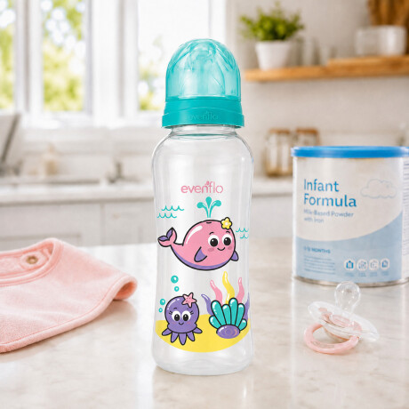 Mamadera Evenflo Acuario Bebé 3-12M 240Ml Tetina Flujo Medio Azul