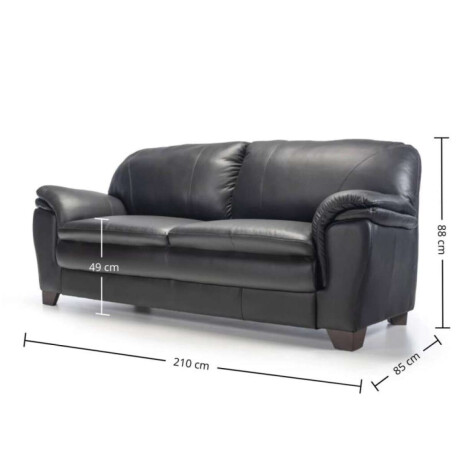 Sillon 100% Cuero 3 Cuerpos Monza Negro