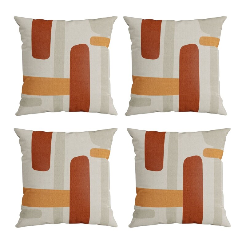 Set x4 funda de almohadones lisa 43 x 43 RAYAS NARANAJA