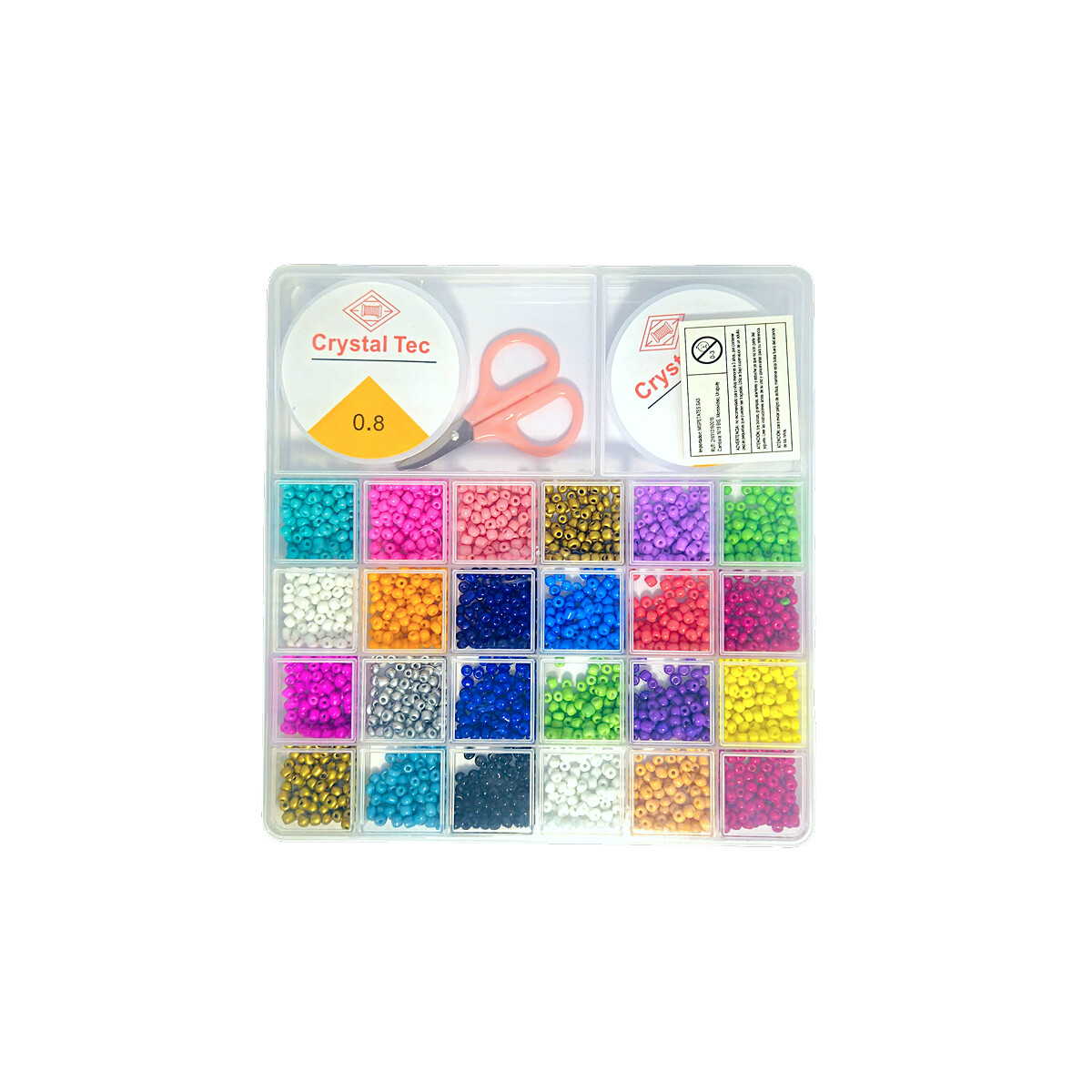 Set de mostacillas multicolor con doble tanza y tijera 