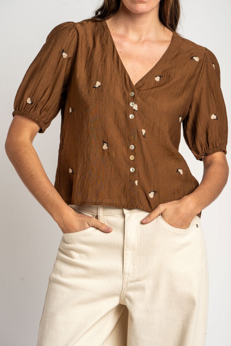 Blusa Bordada Marron