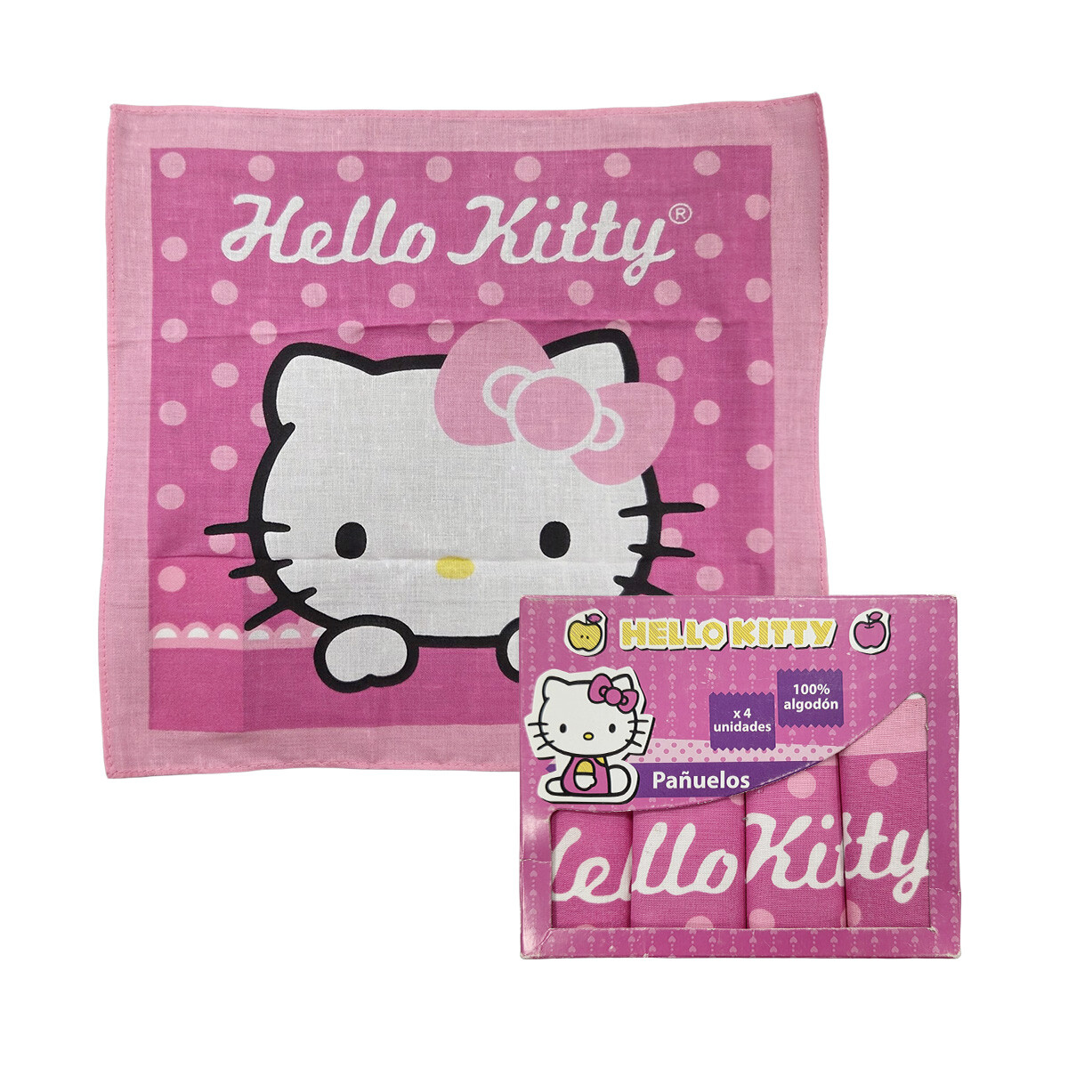 Pack x 4 Pañuelos Infantiles Hello Kitty 25 x 25 cm 