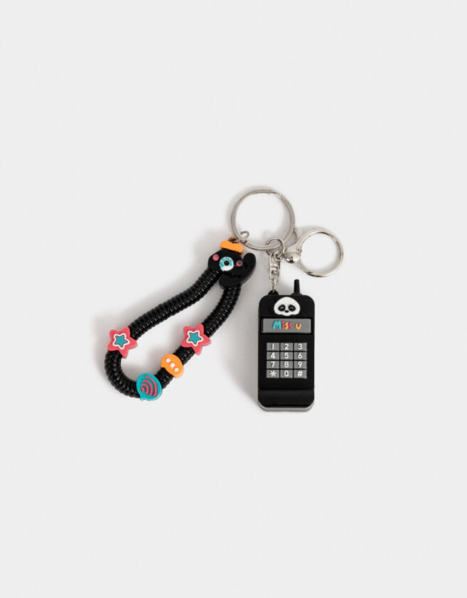 Llavero Lúdico Llavero Y Charm De Celular Con Strap - Negro