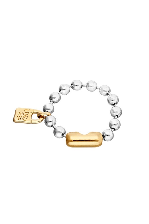 PULSERA DE BOLAS BAÑADA EN PLATA DE LEY Y CANDADO Y CIERRE BAÑADO EN ORO 18K Pulsera