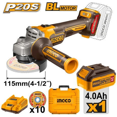 SET AMOLADORA 20V BL + VALIJA INGCO AMARILLO-NEGRO
