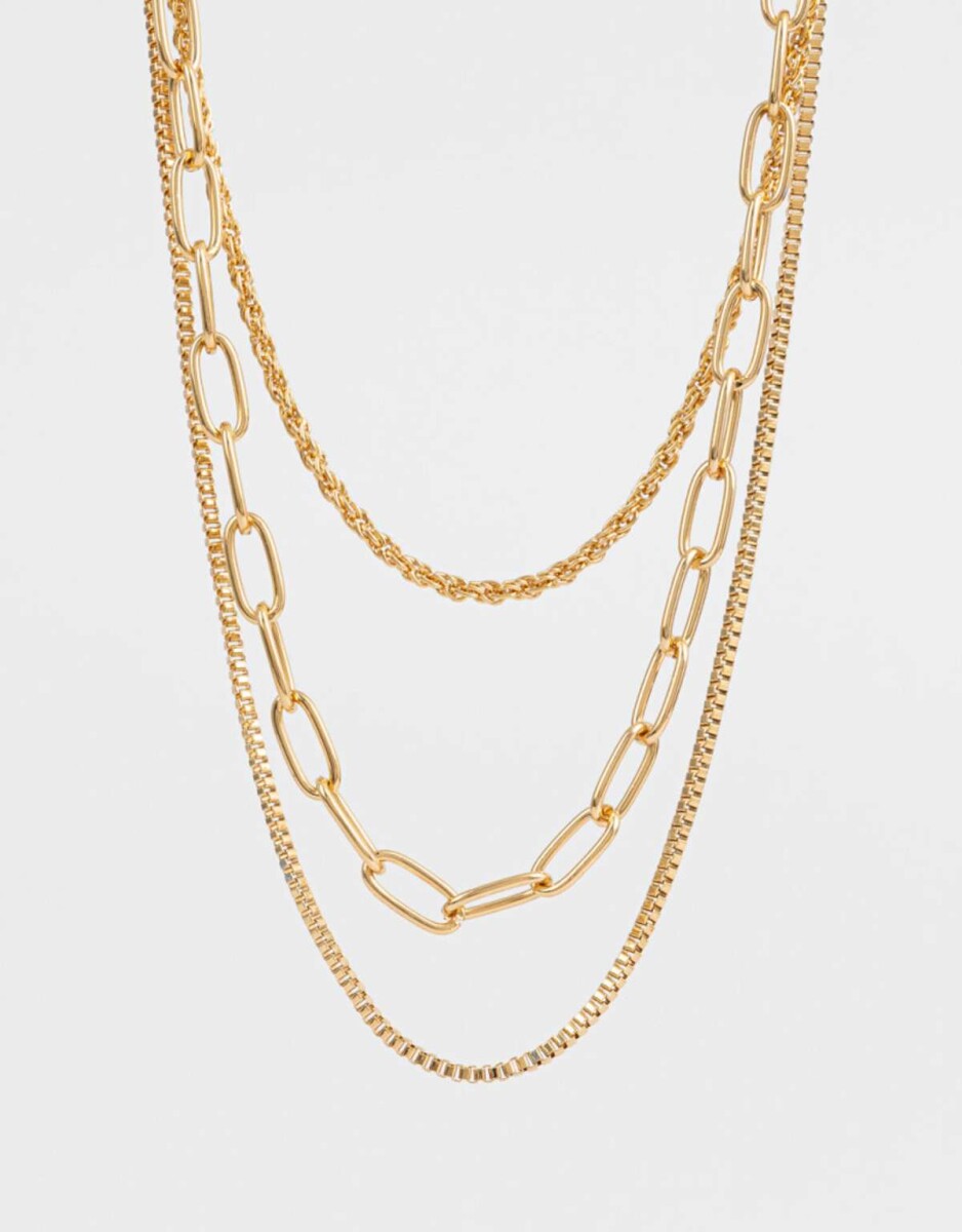 Collares Cortos Multi Cadenas - Dorado 