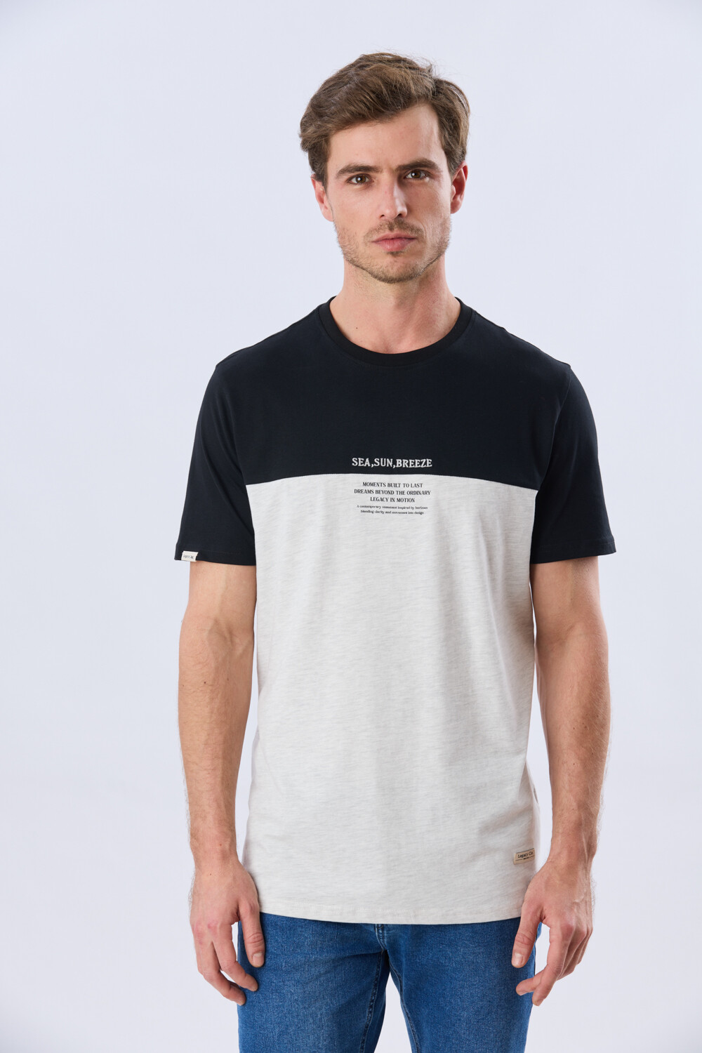 REMERA RAYADA DE ALGODÓN Gris