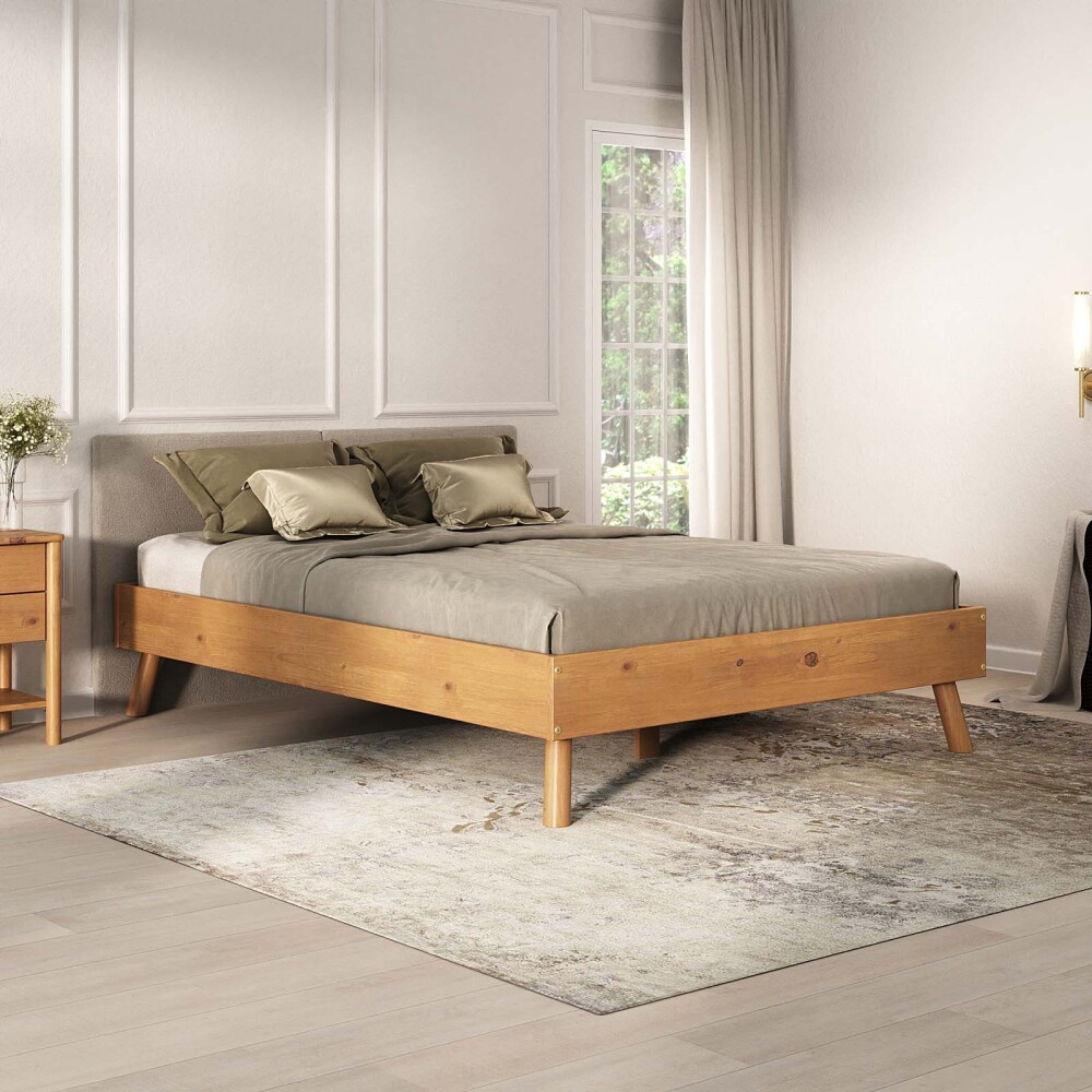 CAMA 2 PLAZAS MADERA NATURAL-BEIGE FLORIDA