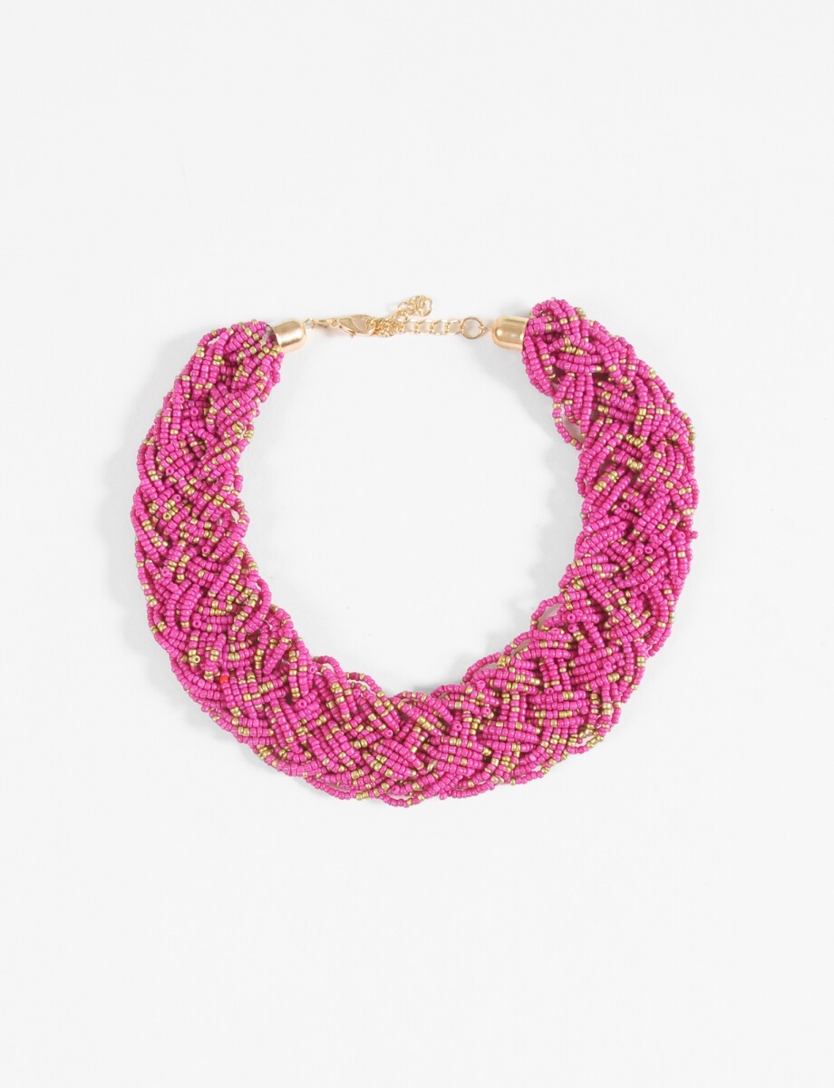 Collar mostacillas trenzado - magenta 