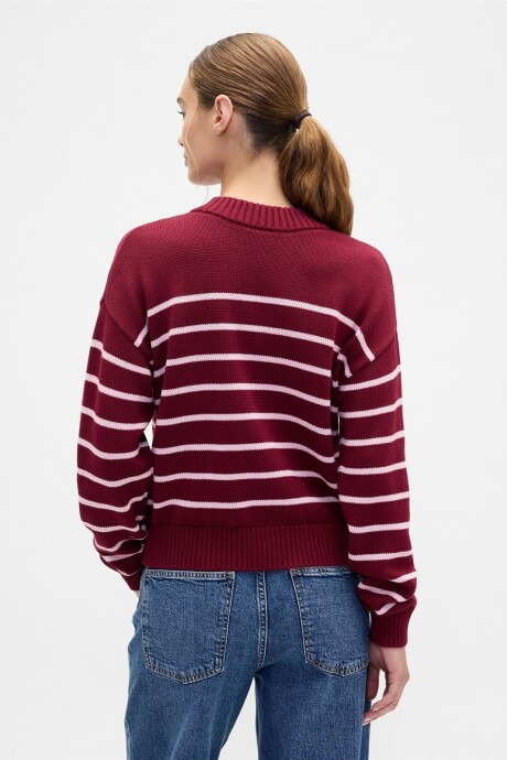 Buzo Algodón A Rayas Mujer Pink Red Stripe