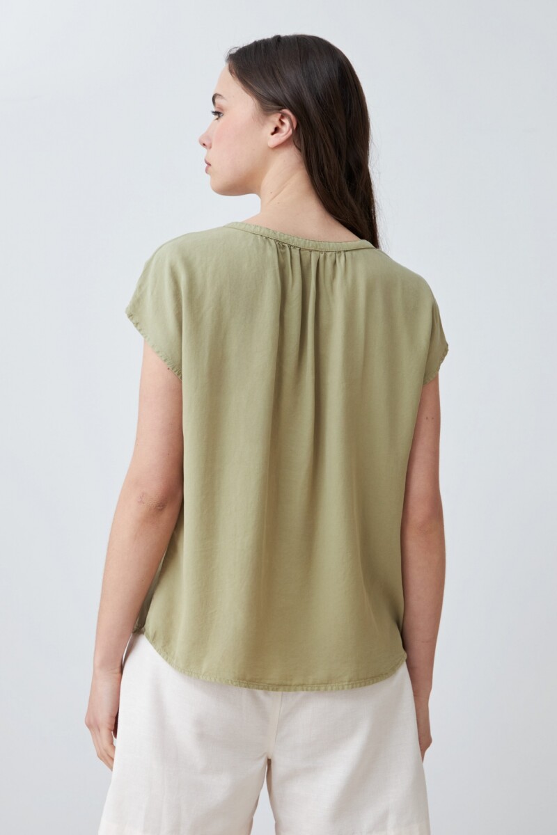 Blusa de lyocell verde oliva