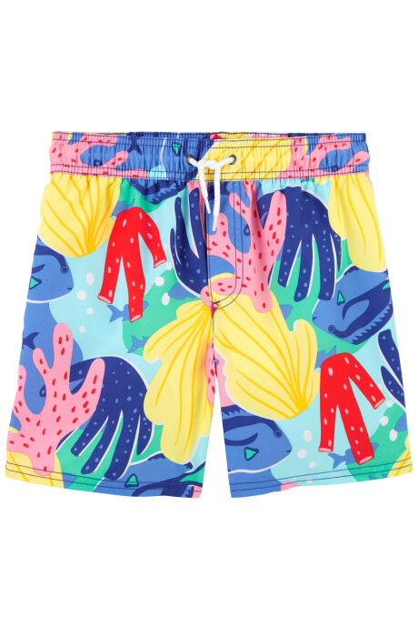 Short de baño con protección UPF 50+ diseño coral Sin color