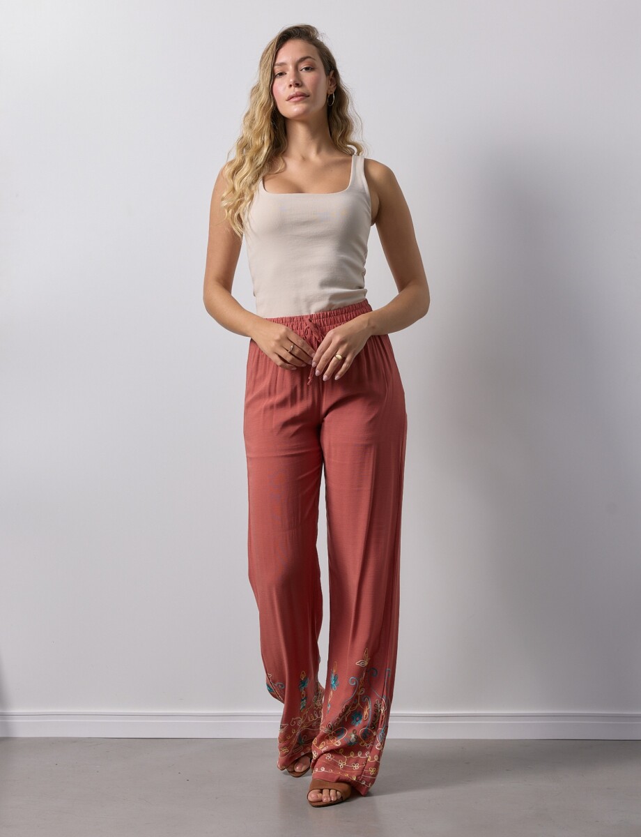 Pantalon Bordado - Terracota 