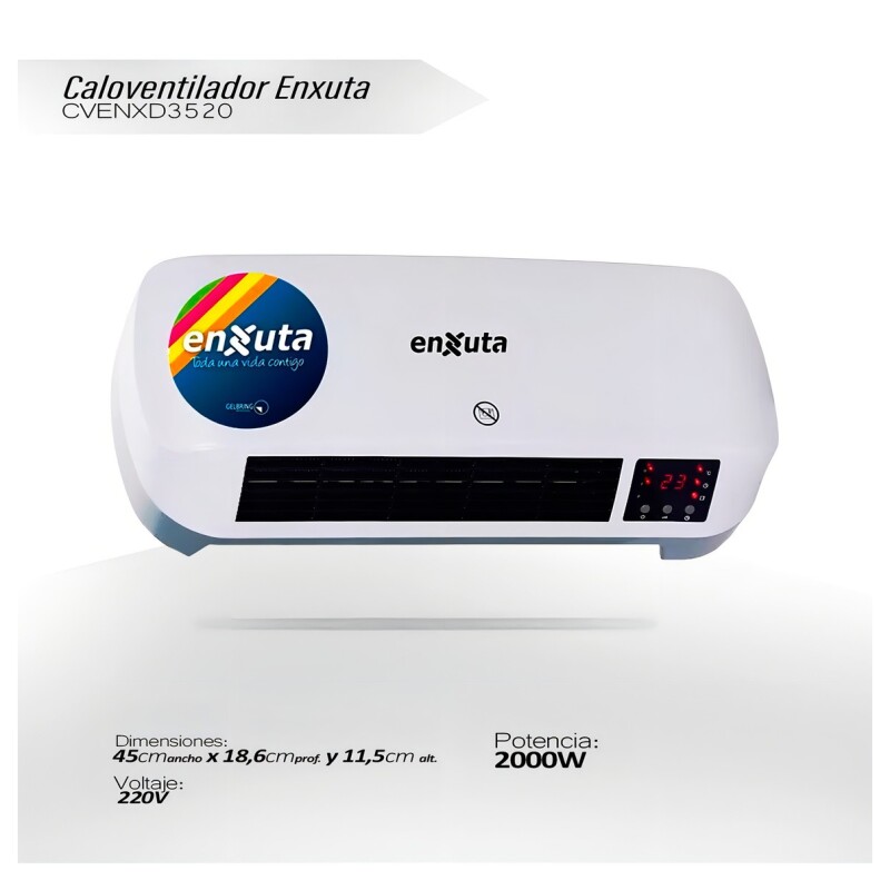 Caloventilador Digital De Pared Enxuta Cvenxd3520 2000w Amv Color Blanco Caloventilador Digital De Pared Enxuta Cvenxd3520 2000w Amv Color Blanco