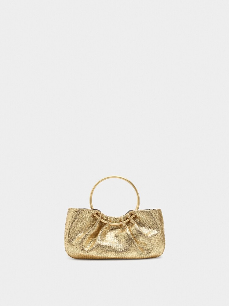 Bolso De Mano Con Aro Metálico dorado
