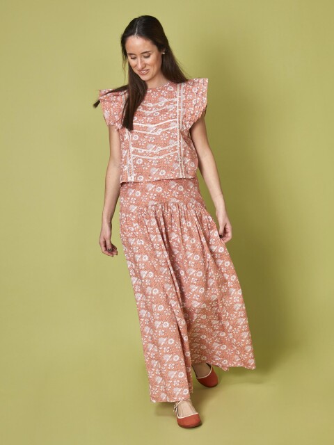 Falda Flor India Gris