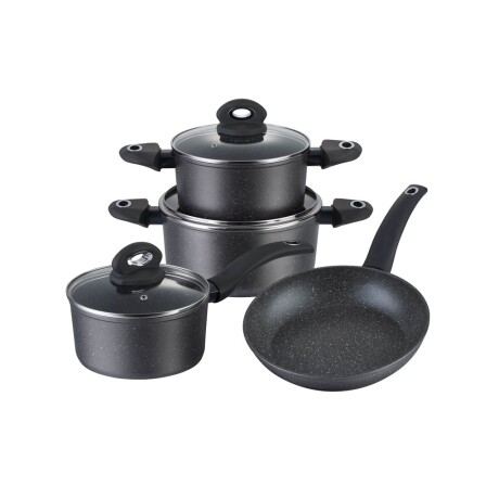 BATERIA DE COCINA 7PZAS ANTIADHERENTE GRANITO GRIS GRIS-OSCURO