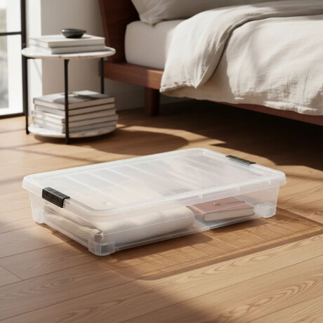 Caja Organizadora Con Ruedas 52 Litros Bajo Cama 67x47x17 Transparente