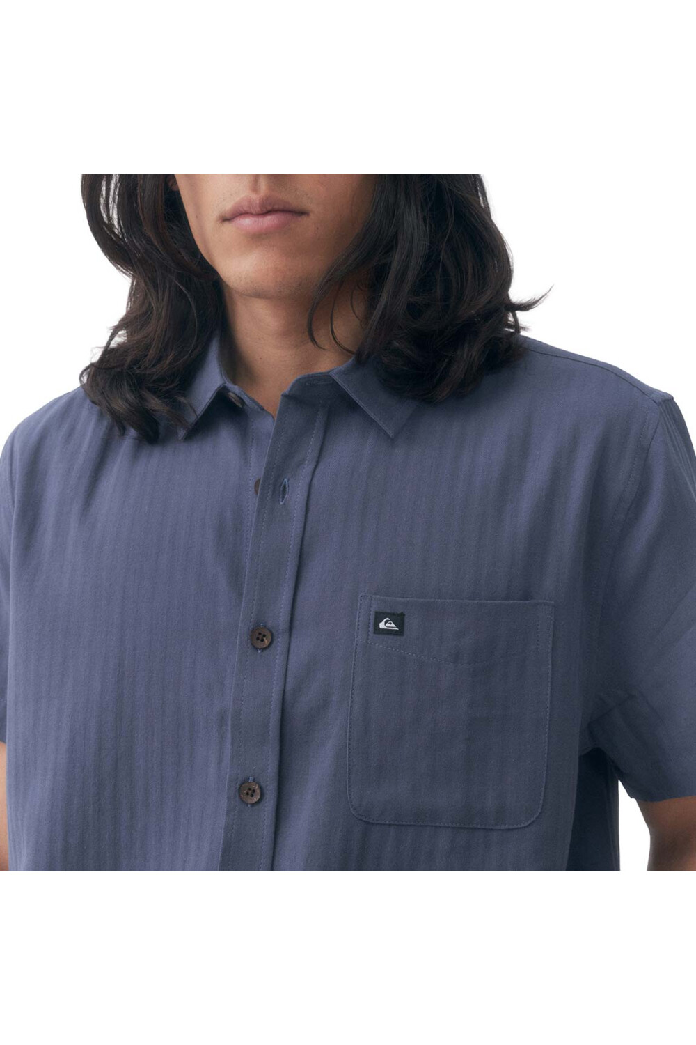 Quiksilver Camisa Lisa de Algodón Hombre - Azul Azul