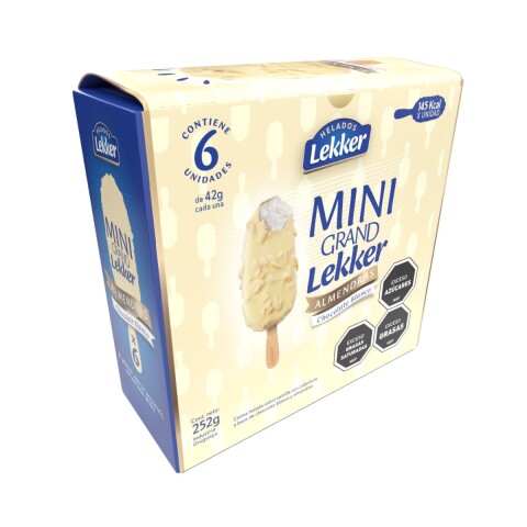 PACK x6 P. MINI GRAND LEKKER CREMA COB. CHOC. BLANCO Y ALMENDRAS Pack X6 P. Mini Grand Lekker Crema Cob. Choc. Blanco Y Almendras