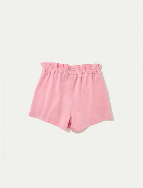 SHORT BÁSICO CON BOLSILLOS Y BORDADO ROSA