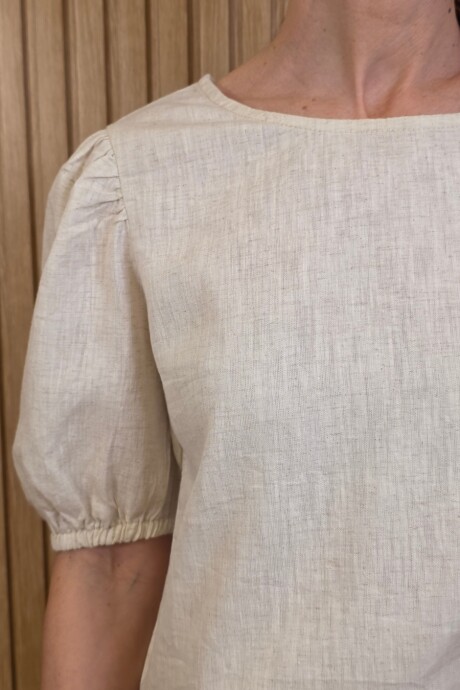 Blusa Gloria Puro Lino Beige Melange