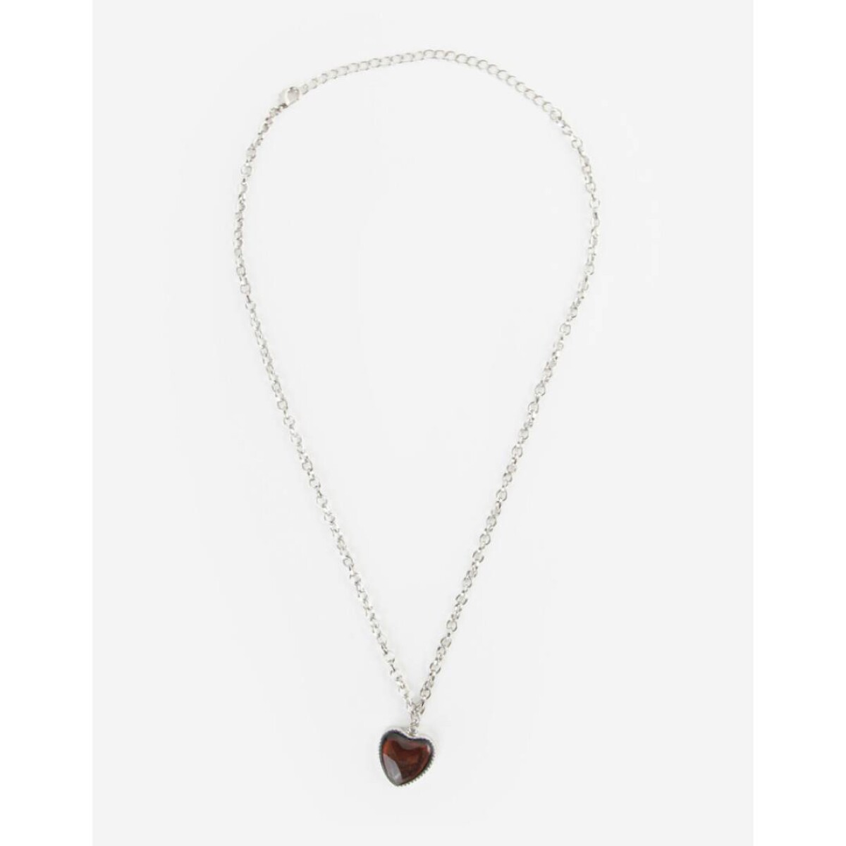 Collar Con Dije De Piedra - Plateado 