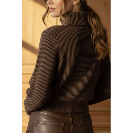 Campera Tejida Algodon Chocolate