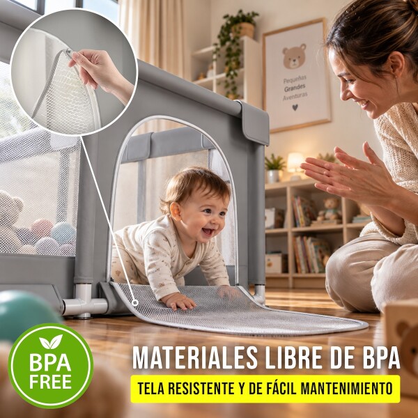 Corral para bebe corralito seguridad puerta pelotero niños IMBACK Color Gris Corral para bebe corralito seguridad puerta pelotero niños IMBACK Color Gris
