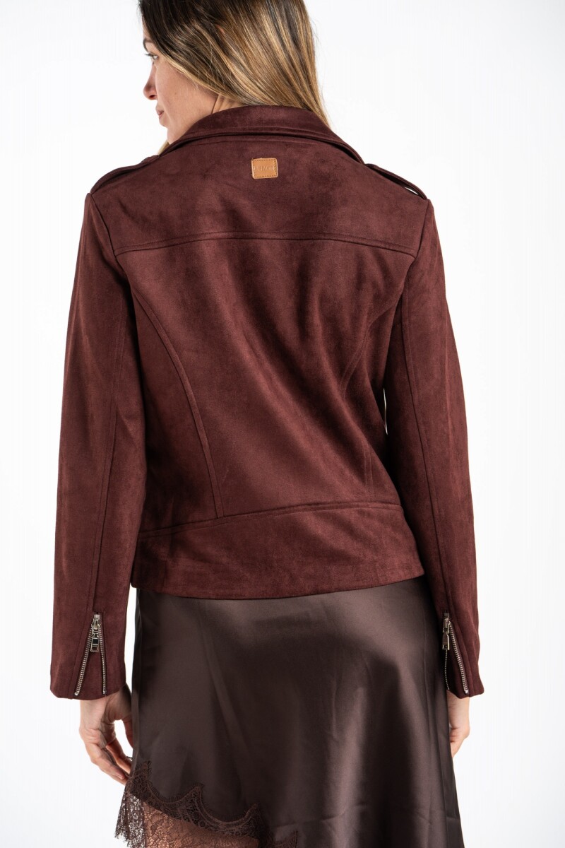 Campera Gamuza Cuero Vegano Burdeos
