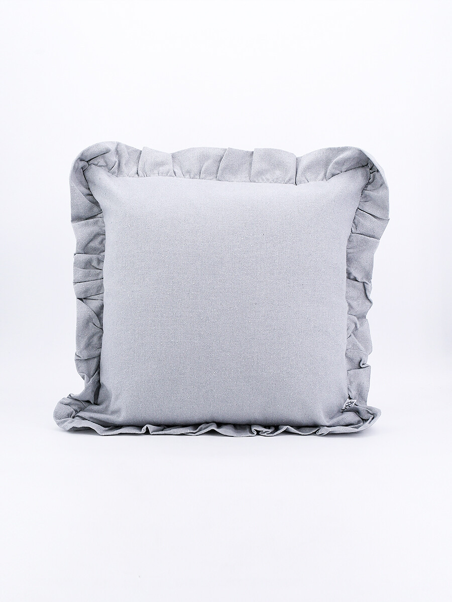 FUNDA ALMOHADON VOLADO - GRIS 