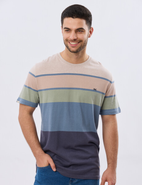 REMERA RAYADA DE ALGODÓN Beige
