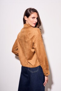 Camisa Gamuza Flecos Camel