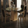 Juego de comedor con mesa redonda de vidrio y 4 sillas rústicas Negro