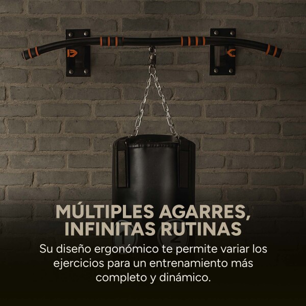 Barra De Dominadas Reforzada Multifunción Pared +Tornillos Color Negro