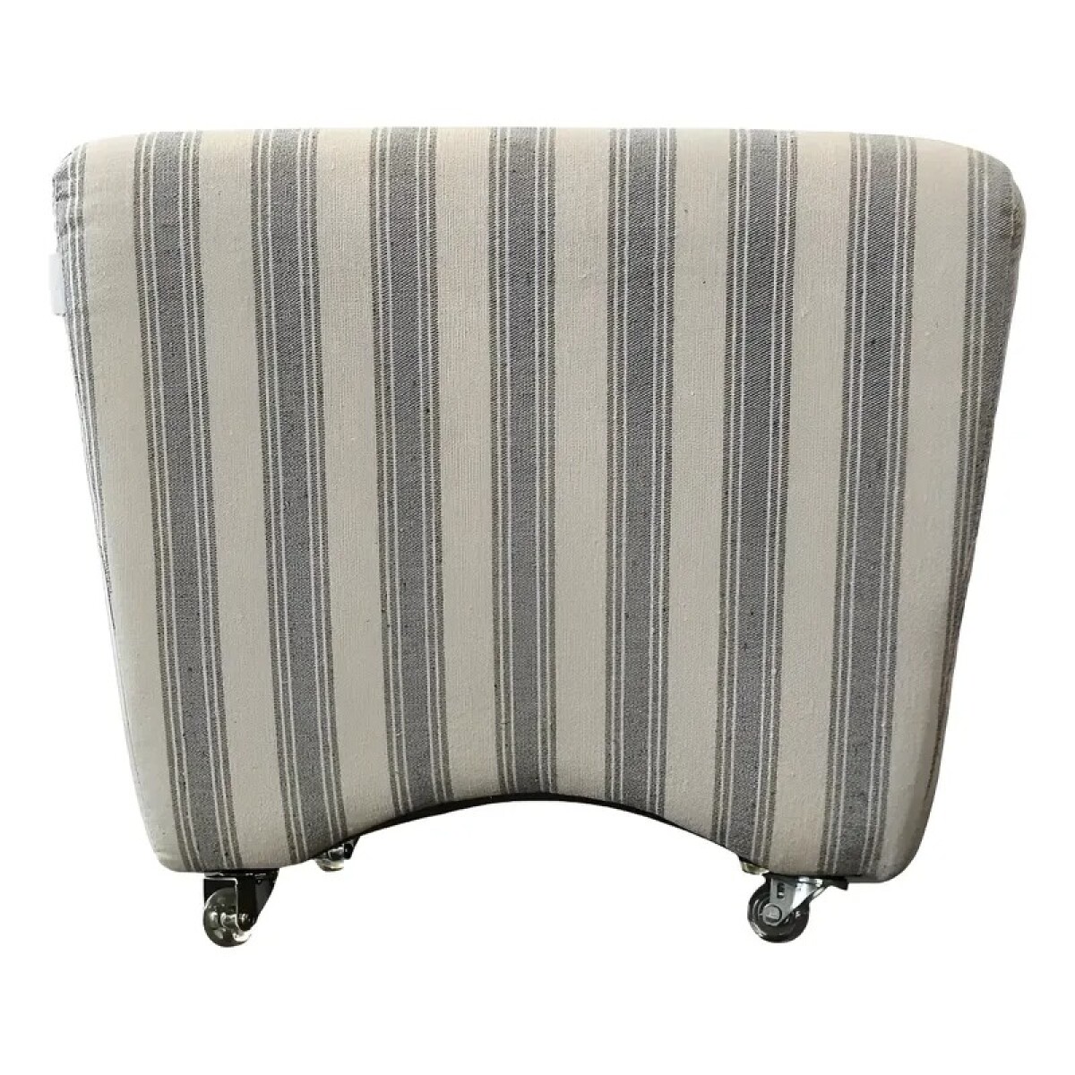 Puff con ruedas tela a rayas crudo y gris claro - PRODUCTO CON DETALLES 