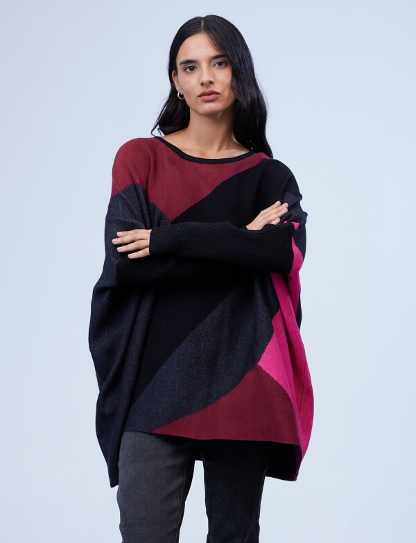 Buzo Poncho Oversize BORDEAUX/MULTI