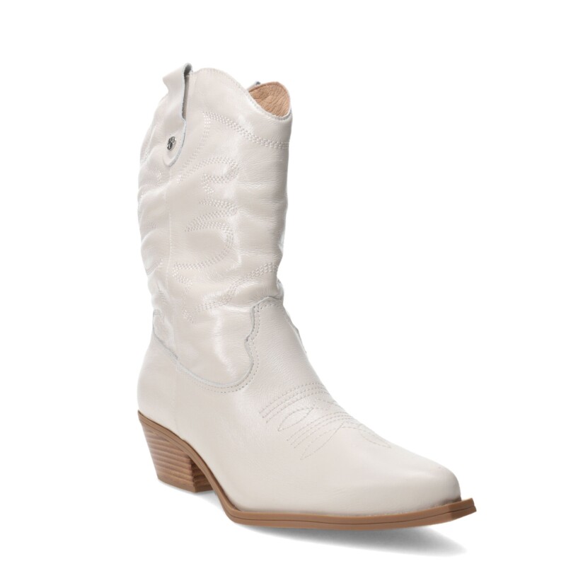 Botas de Mujer Bottero caña media tejana de cuero Blanco