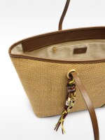 Bolso Shopper De Efecto Rafia Con Colgante natural