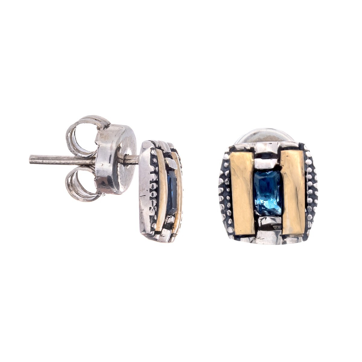 Par de caravanas de plata 925 y double en oro 18 ktes. 