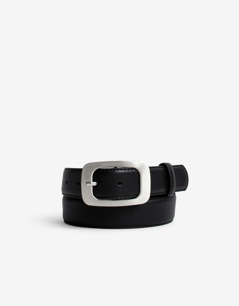 Cinturones y Fajas Cinturón Con Hebilla Rectangular - Negro