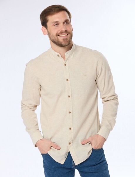CAMISA DE LINO CUELLO MAO Beige