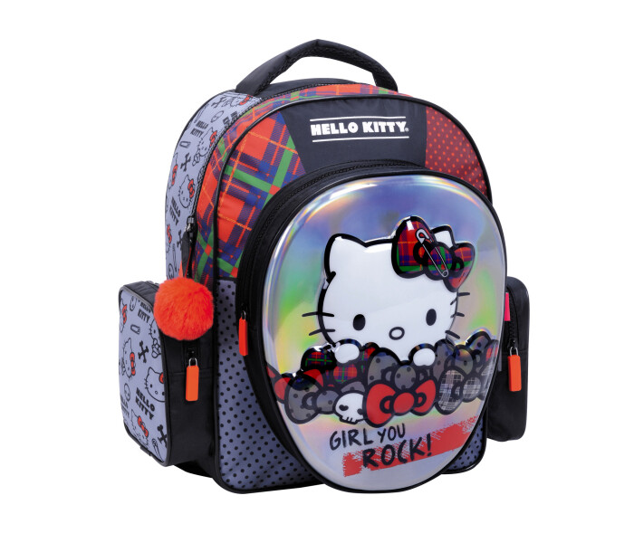 Mochila Hello Kitty Rock Mini Negro/Gris/Rojo