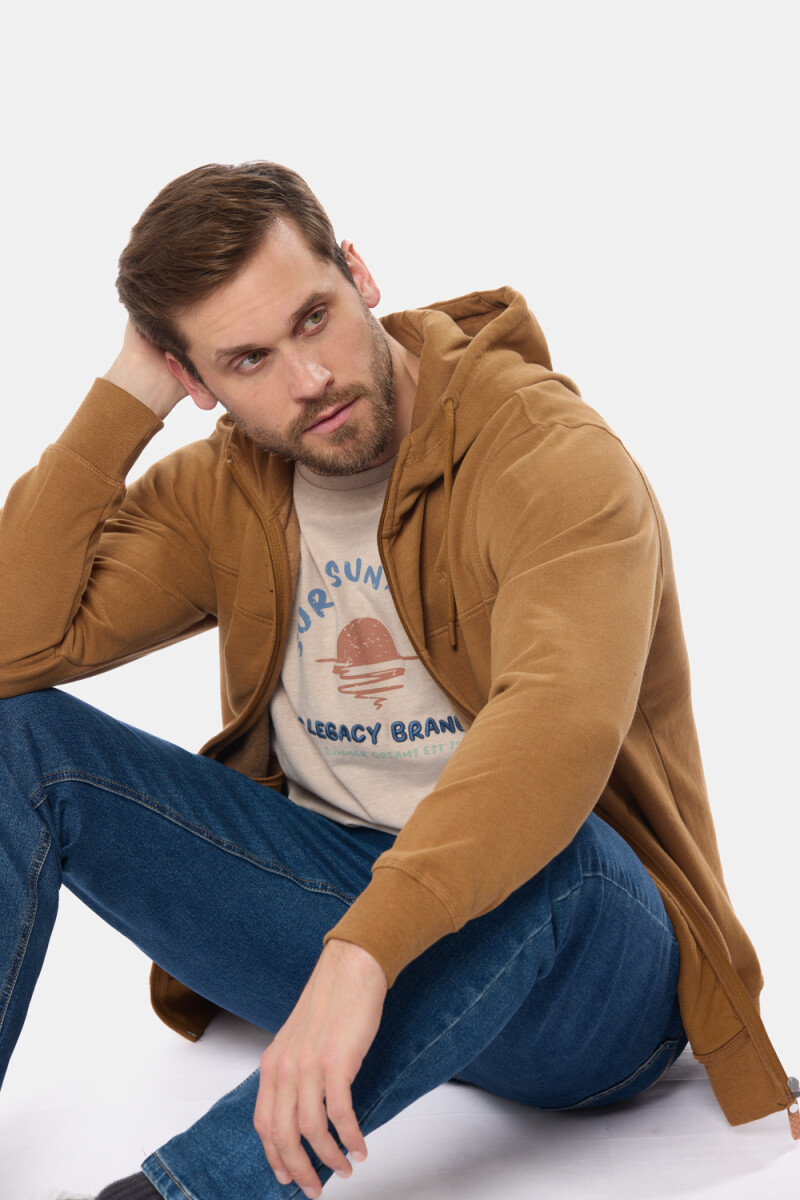 CANGURO CON CIERRE Y CAPUCHA - Beige 